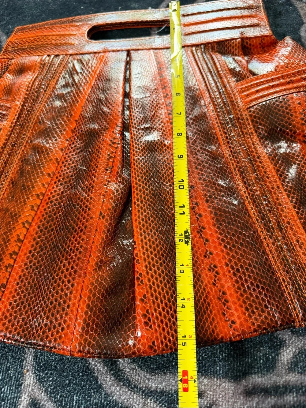 Snakeskin Orange Textured Satchel Handbag